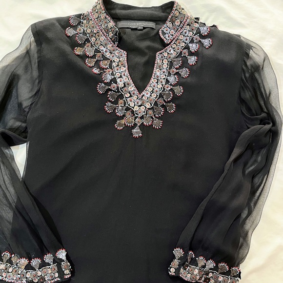Solid Black embellished Kurta